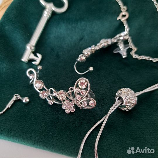Серьги каффы/цепочки с подвеской один лот