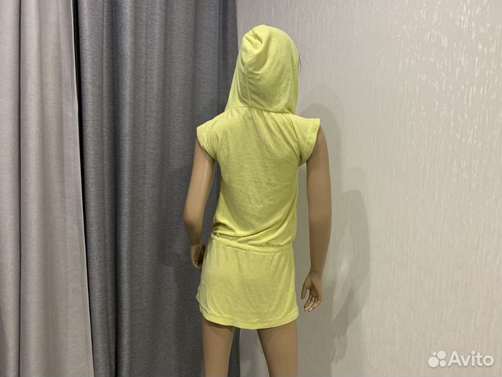 Желтый халат махровый теплый с капюшоном 42 44 46