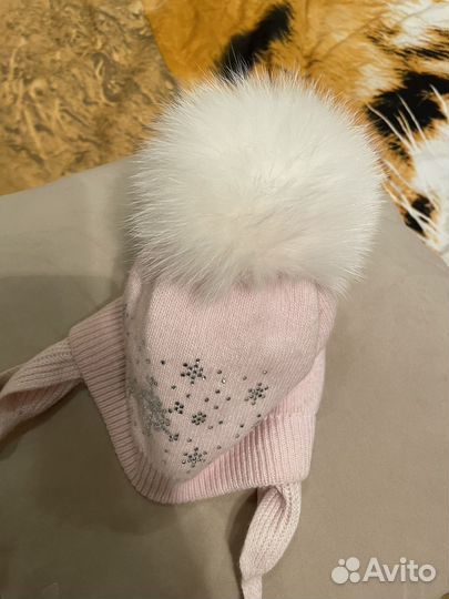 Шапка зимняя шерсть натуральный помпон