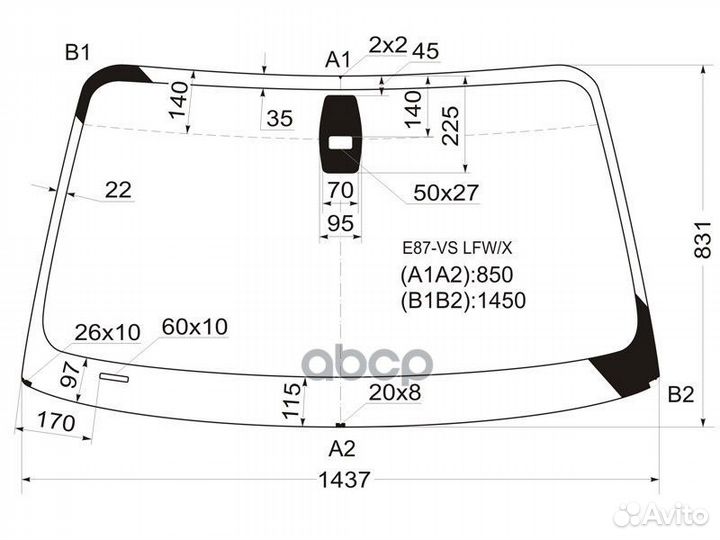 Стекло лобовое + дд BMW 1-series E81/E87 2/3/5D