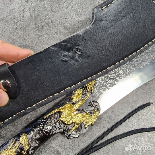 Мачете Дракон-Tilyn ст.95х18 (микс) (синий)