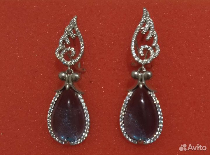 Серьги серебро с фианитами 925 пробы