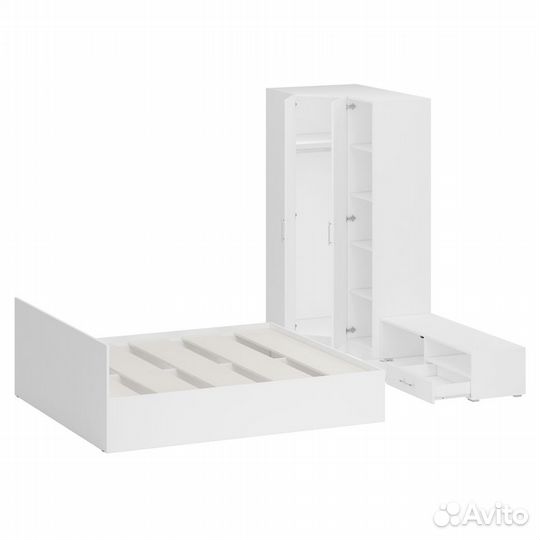 Мебель для спальни белая Стандарт № 4 Стандарт с кроватью 1800, цвет белый, спальное место 1800х2000