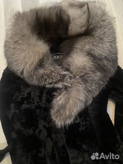 Шуба мутоновая с чернобуркой