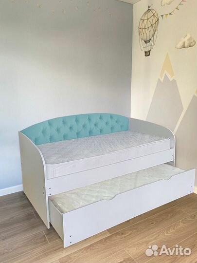 Кровать детская выдвиж спальн лдсп мягк спинка
