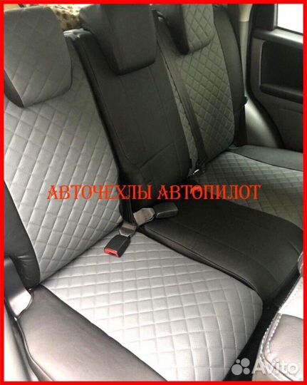 Чехлы Автопилот Suzuki SX4 из экокожи чёрно-серые