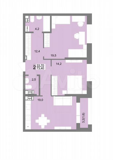 2-к. квартира, 76,3 м², 8/17 эт.