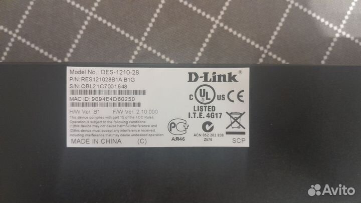 Коммутатор d-link des-1210-28p