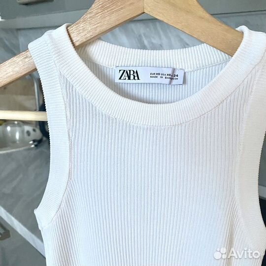 Майка zara белая tank top