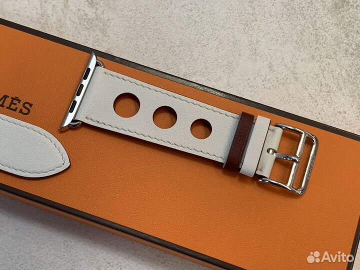 Ремешок Apple Watch Hermes 42mm Rallye Blanc/Rouge