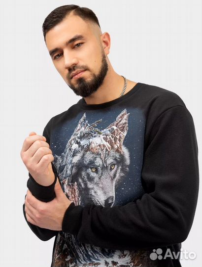 Свитшот флисовый с принтом