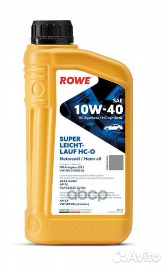 Масло моторное 10W-40 rowe 1л нс-синтетика hightec