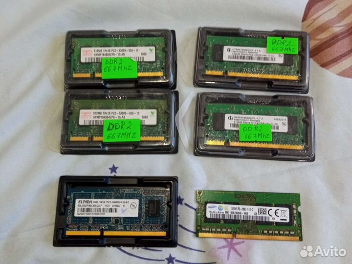 Оперативная память DDR2/DDR3 SO-dimm 512/1/2гб