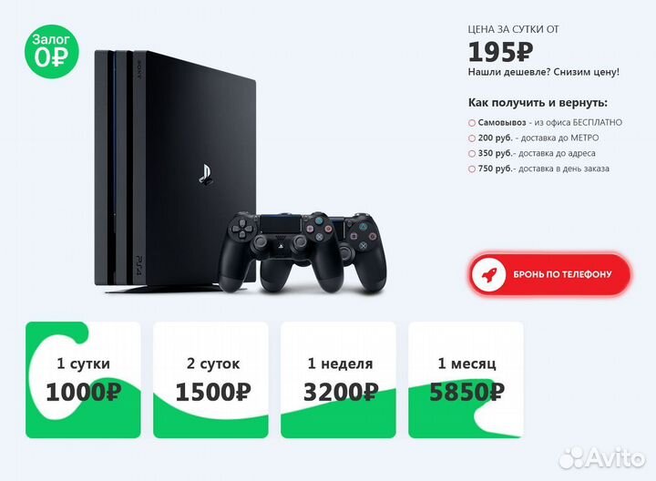 Sony playstation 4 Аренда PS 4 pro без залога