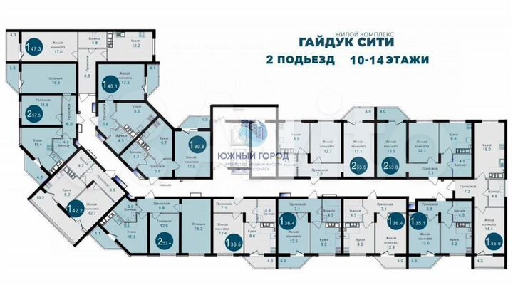 1-к. квартира, 47,3 м², 8/14 эт.