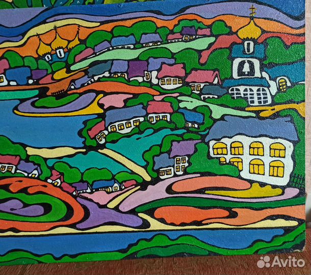 Картина масло пейзаж 102 х 48