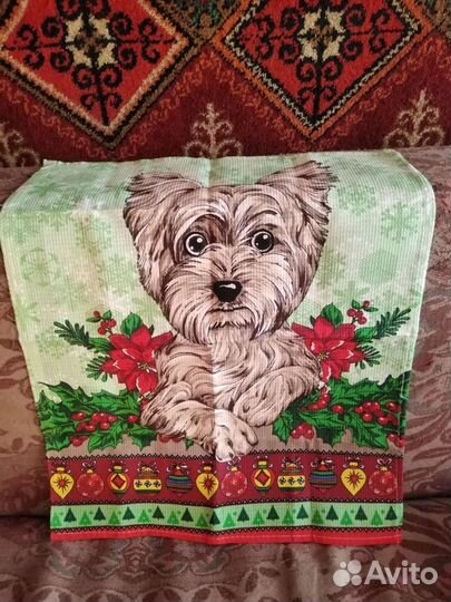 Полотенце вафельное с собачкой