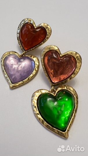 Модные крупные серьги сердца ассиметрия zara