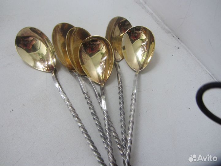 Чайные ложки мельхиоровые с позолотой