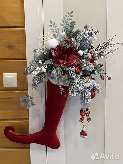Новогодний декор для дома, рождественский сапожок