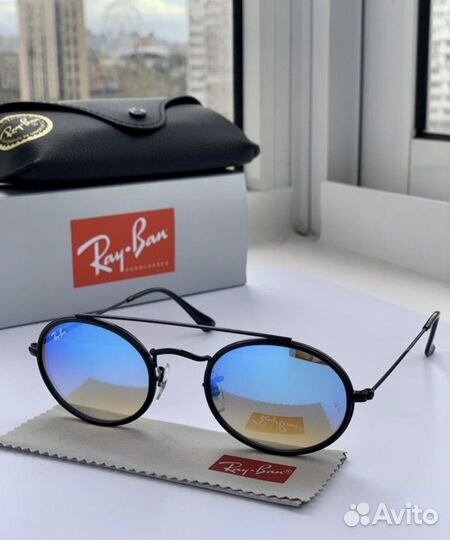 Очки ray ban oval Double Bridge зеркальные