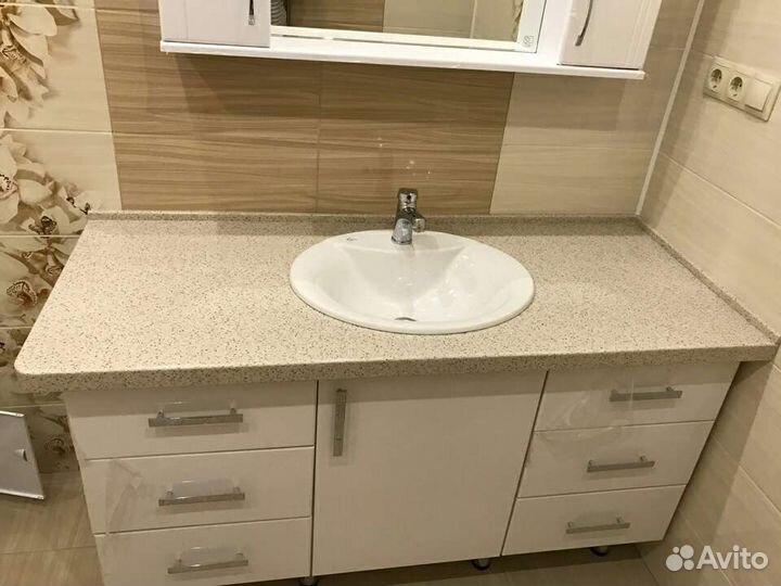 Столешница для ванной из искусственного камня