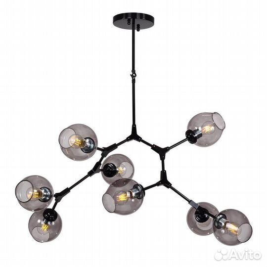 Люстра металл и стекло лофт 8 ламп