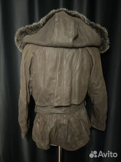Куртка коричневая короткая женская с мехом 46-48