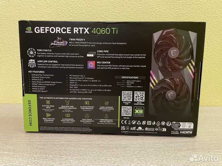 Видеокарта MSI RTX 4060 Ti gaming X