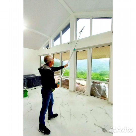 Профессиональная мойка окон роботом, штангой