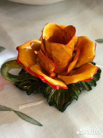 Роза подсвечник керамика Винтаж