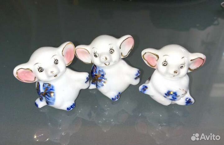 Мыши фарфоровые 3 шт