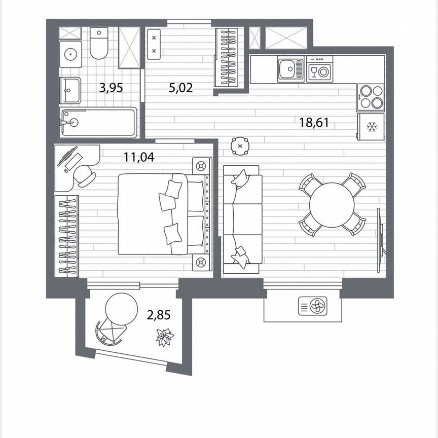1-к. квартира, 39,5 м², 2/7 эт.