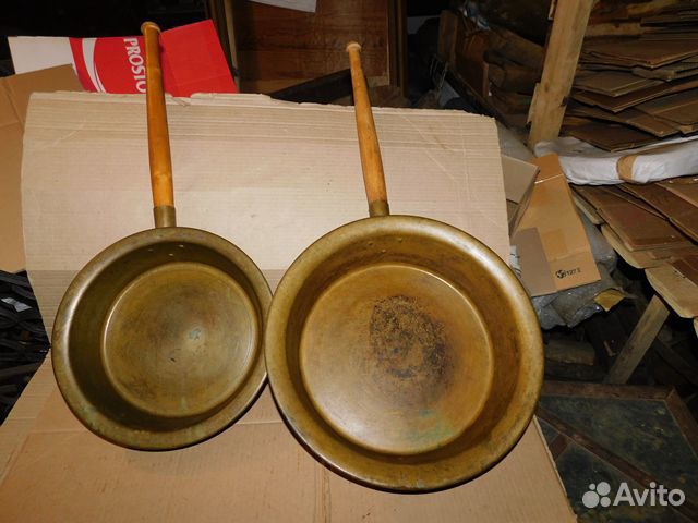 2 старинных,латунных сотейника таза для варенья