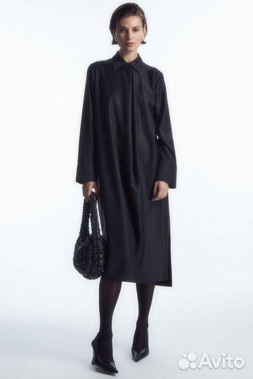 Платье-рубашкаcos из шерсти длиной миди