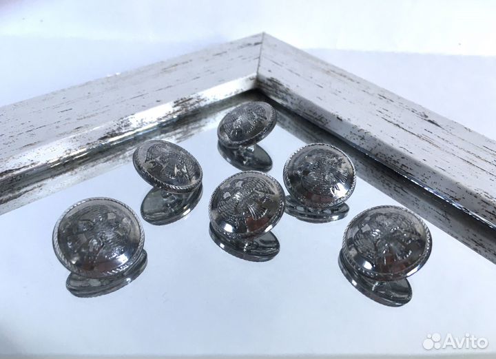 Винтажные серебристые форменные пуговицы орёл 6
