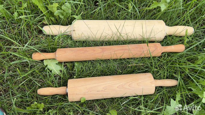 Скалка для теста из липы с вращающимися ручками