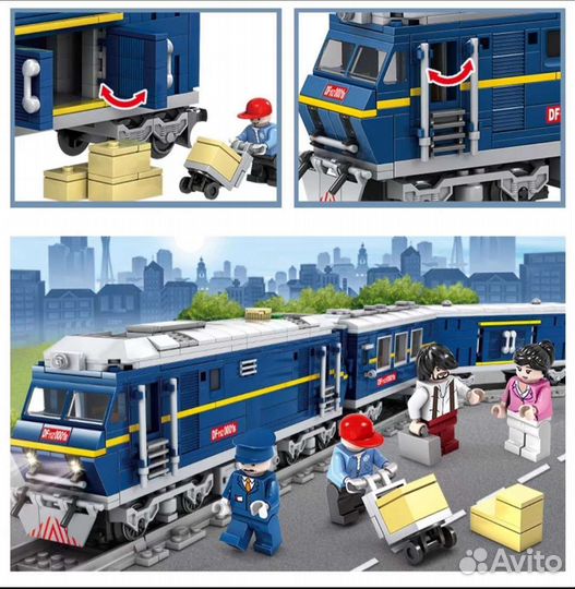Конструктор Лего пассажирский поезд, 1192 детали