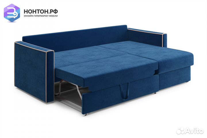 Диван угловой дельфин Леон темно-синий