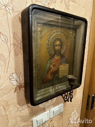 Старая икона накатка по металлу бонакер И жако