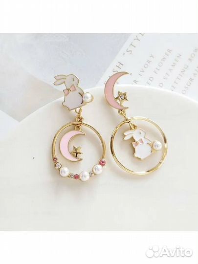 Серьги Алиса в стране чудес Белый Кролик