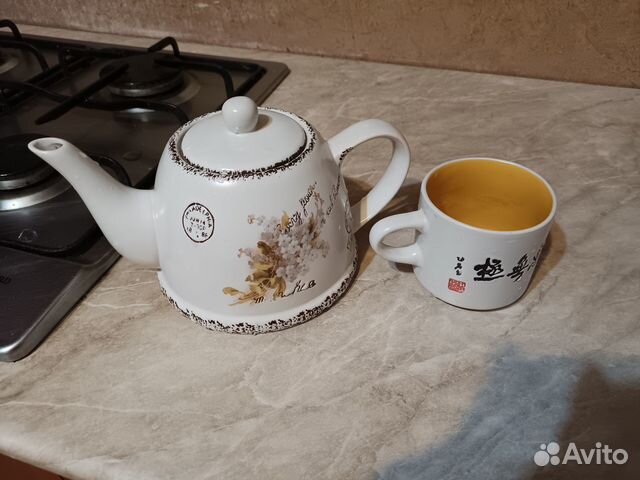 Заварочный чайник и чашка керамика