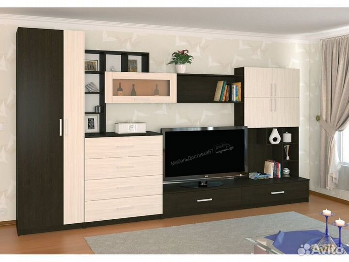 Стенка (3,1м) венге+дуб молочный (шимо т/с) Дионис