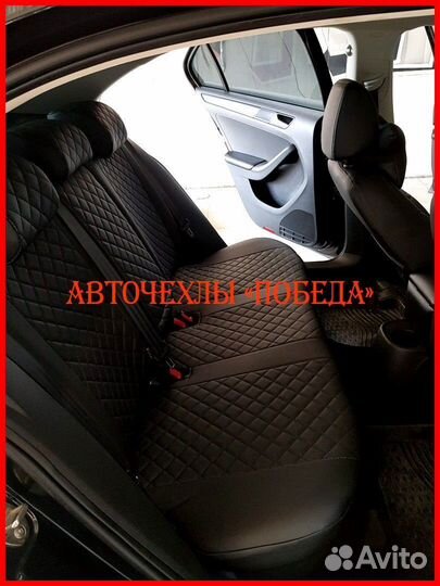 Чехлы Nissan Juke из экокожи чёрные Ромб