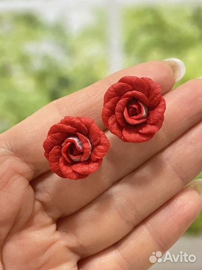 Серьги гвоздики роза