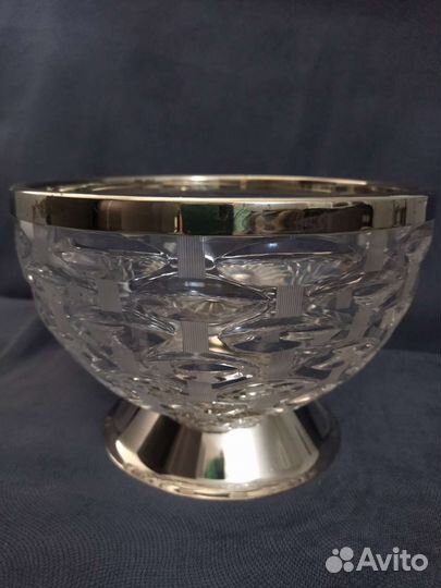 Ваза хрустальная СССР с ободком на ножке19,5х13см