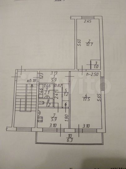 2-к. квартира, 47,9 м², 3/3 эт.