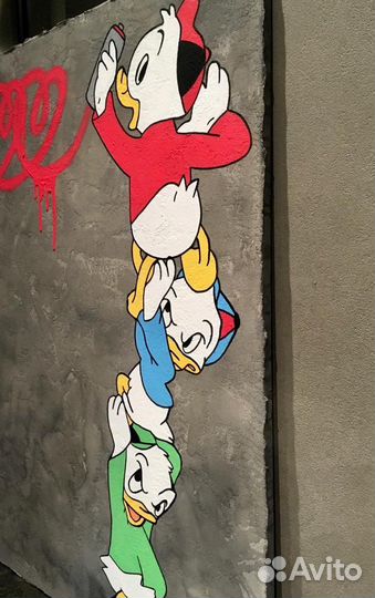 Картина большая акрилом на холсте граффити Дисней
