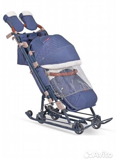 Детские санки с колёсами. Мех- овчинка