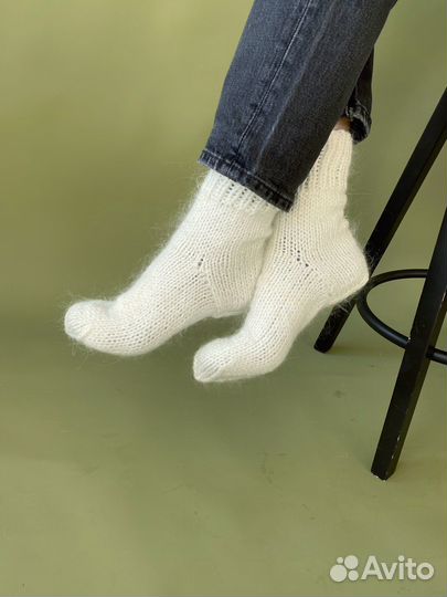 Пуховые шерстяные носки белые